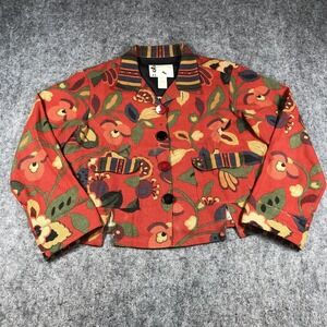 VINTAGE‎ My Boyfriend's Back Jacket Womens Small London Floral Tapestry USA 90s